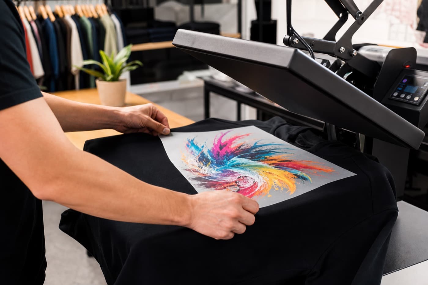 Example of a printed logo transfer on a garment
